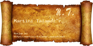 Martini Talamér névjegykártya